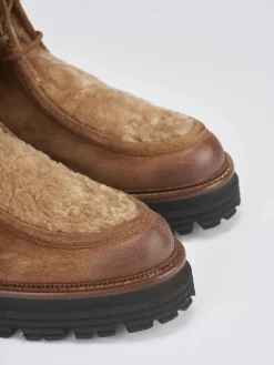 Anfibi tacco 2cm camoscio marrone