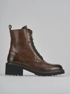 Anfibi tacco 5cm pelle marrone