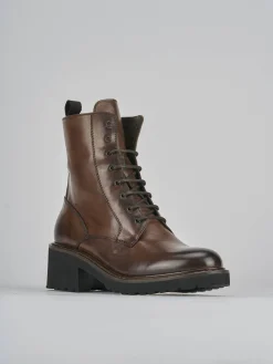 Anfibi tacco 5cm pelle marrone