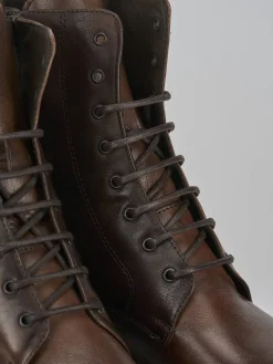 Anfibi tacco 5cm pelle marrone