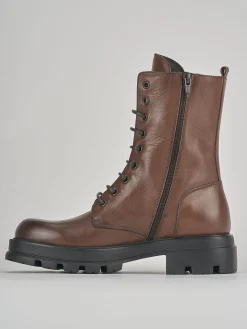 Anfibi tacco 3cm pelle marrone