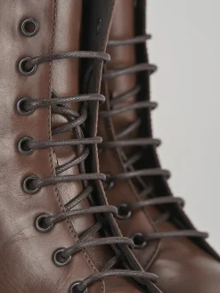 Anfibi tacco 3cm pelle marrone