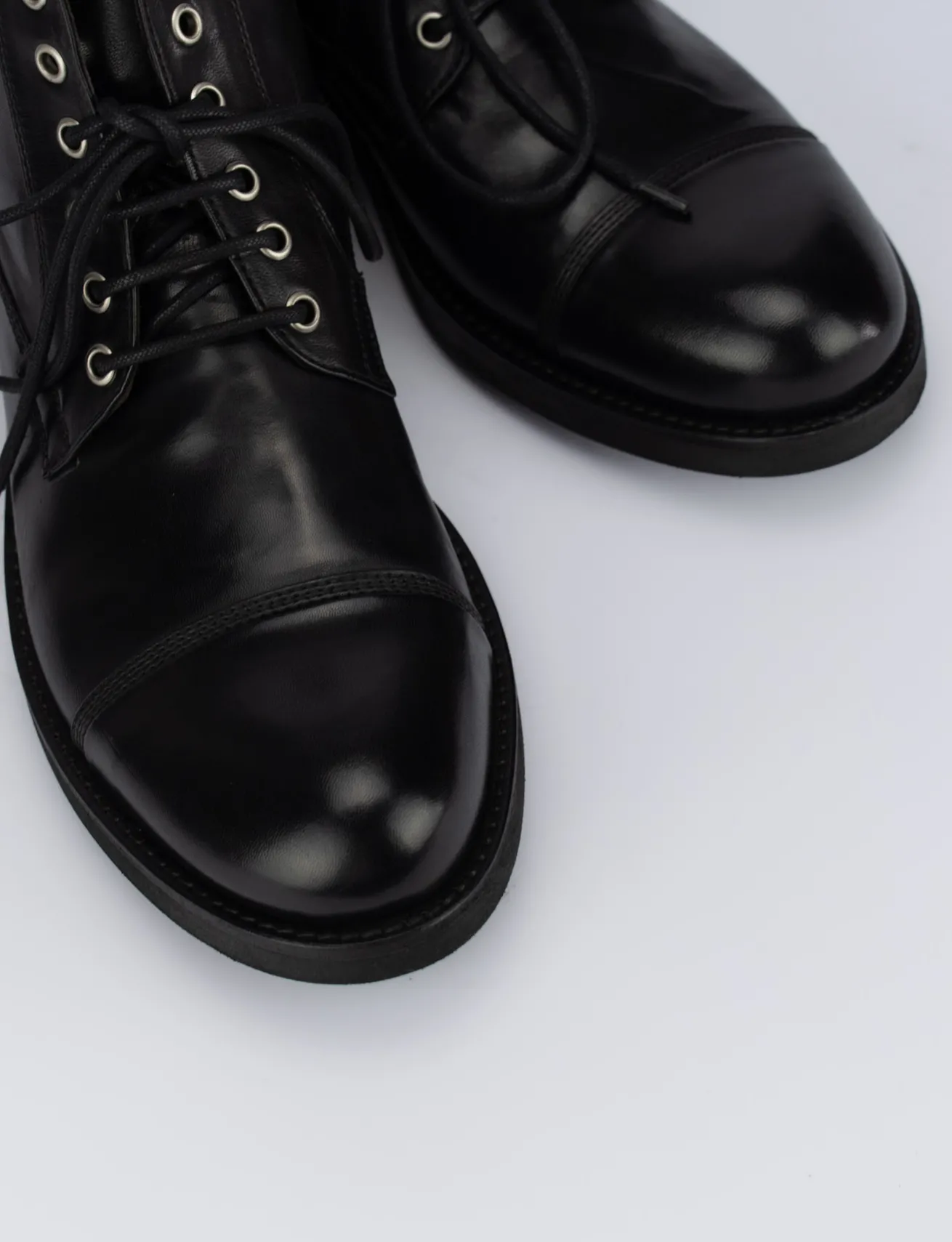 Anfibi tacco 1cm pelle nero