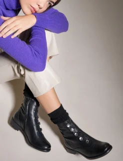 Anfibi tacco 3cm pelle nero