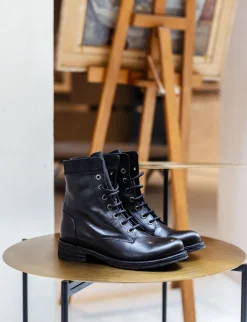 Anfibi tacco 2cm pelle nero