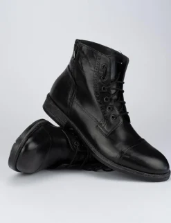 Anfibio fondo gomma e soletto interno in vera pelle. Tomaia in morbida pelle nero