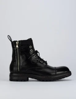 Anfibio tacco 1 cm nero pelle