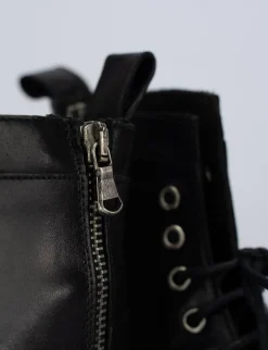 Anfibio tacco 1 cm nero pelle