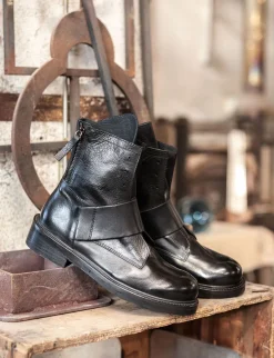 Anfibio tacco 2cm nero pelle