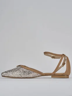 Ballerina bebe' tacco 1 cm argento pelle