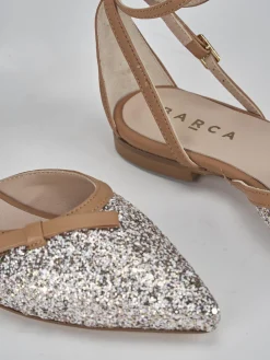 Ballerina bebe' tacco 1 cm argento pelle