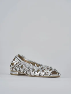 Ballerina tacco 2 cm argento laminato
