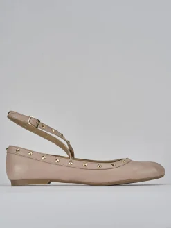 Ballerina tacco 1 cm beige pelle