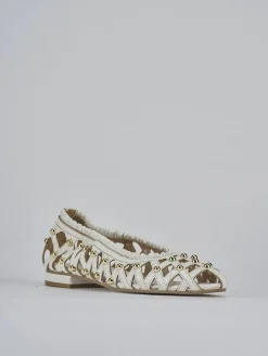 Ballerina tacco 2 cm bianco pelle