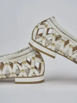 Ballerina tacco 2 cm bianco pelle