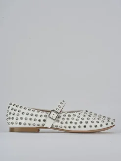 Ballerina tacco 1 cm bianco pelle