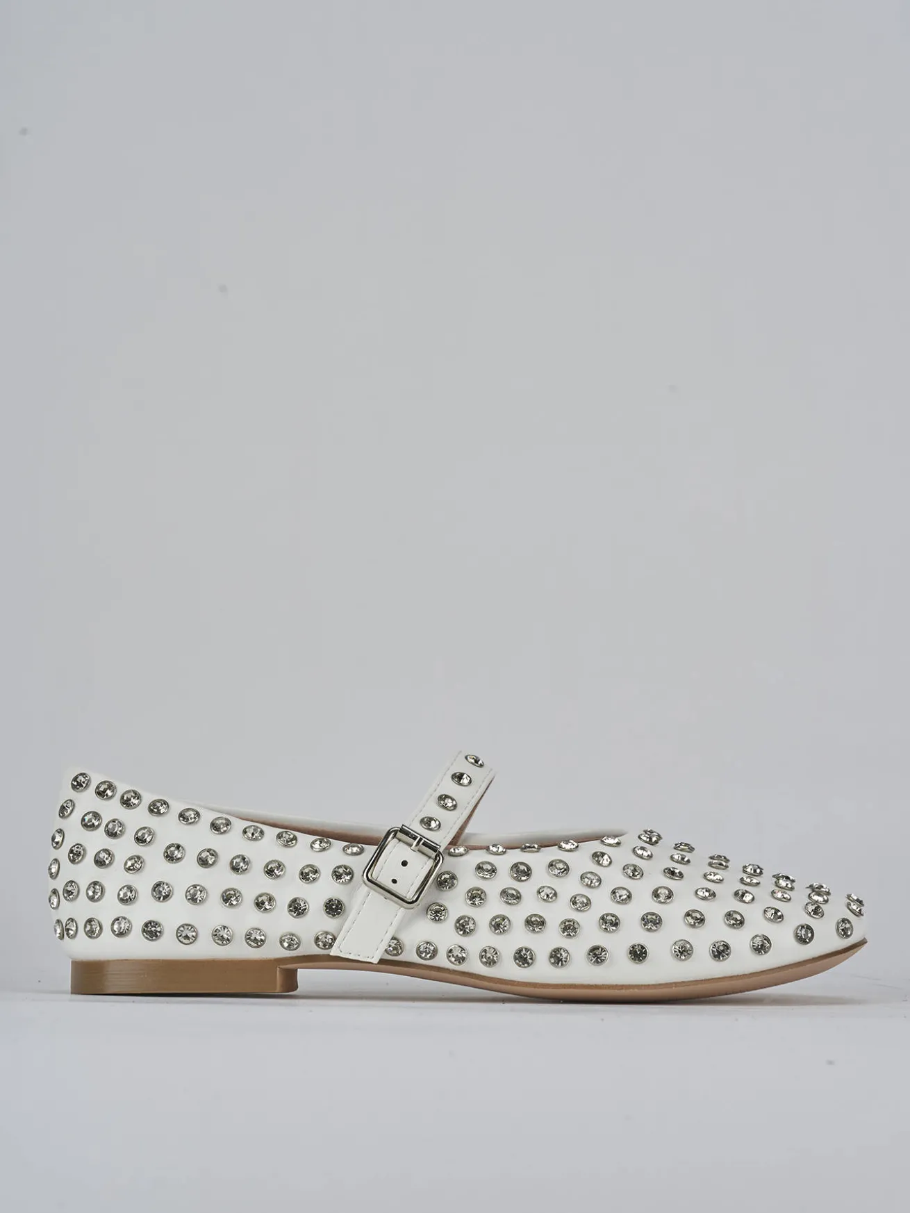 Ballerina tacco 1 cm bianco pelle