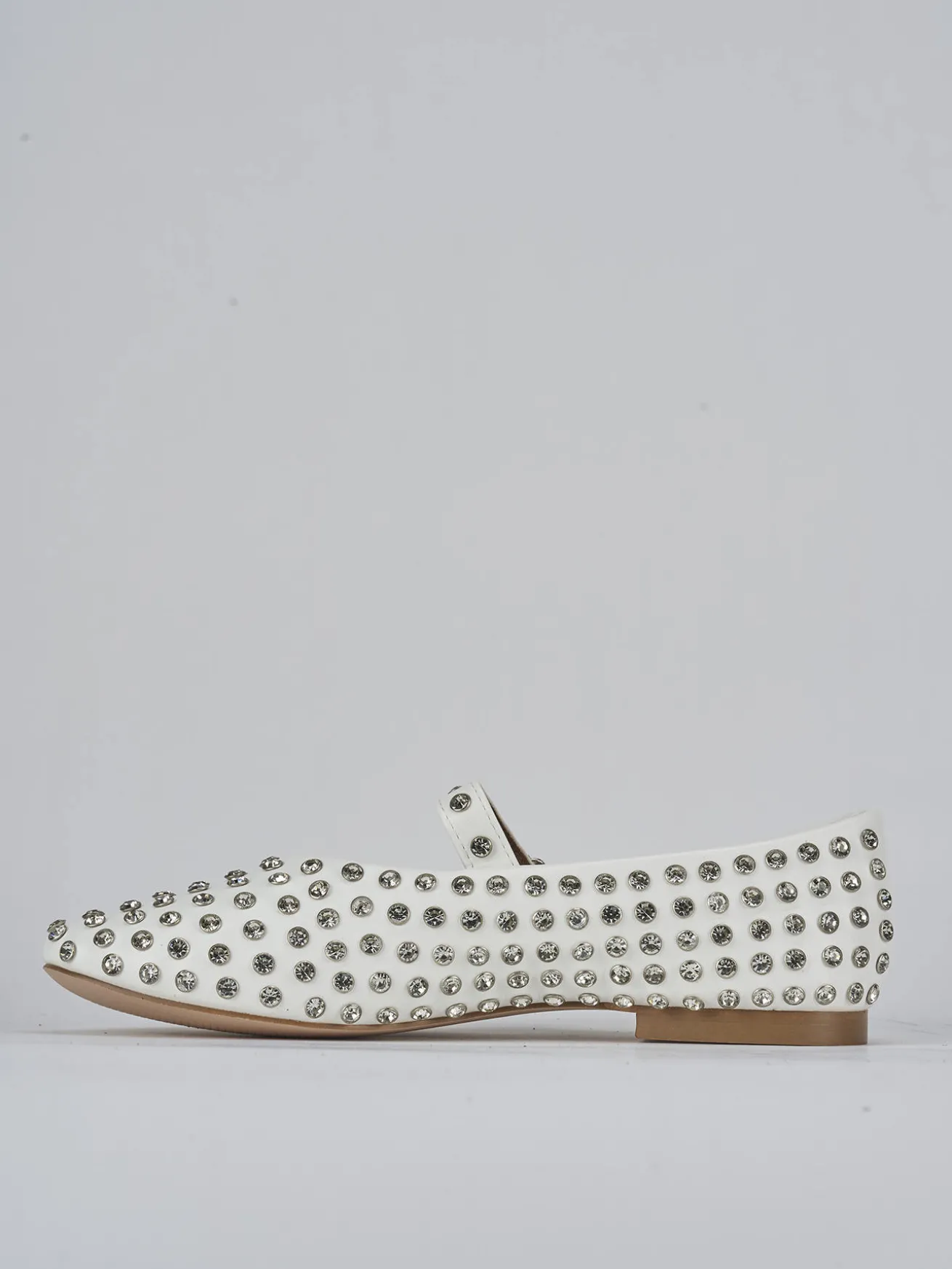 Ballerina tacco 1 cm bianco pelle