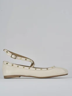 Ballerina tacco 1 cm bianco pelle