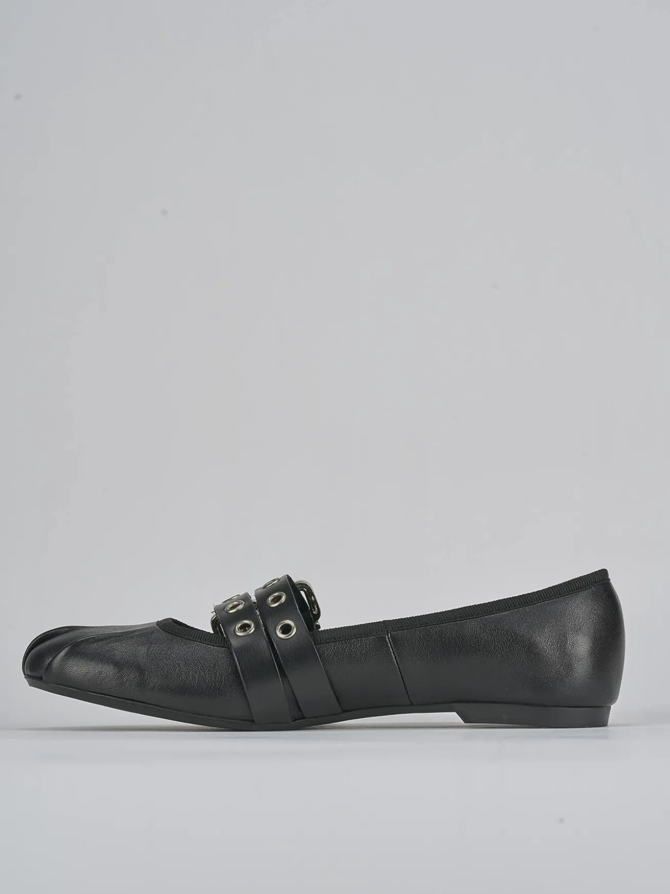 Ballerina tacco 1 cm nero pelle