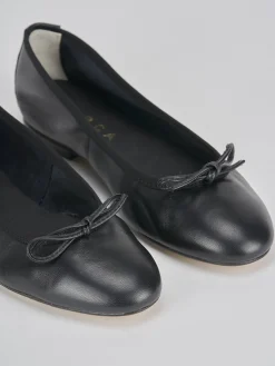 Ballerina tacco 1 cm nero pelle