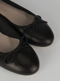 Ballerina tacco 1 cm nero pelle