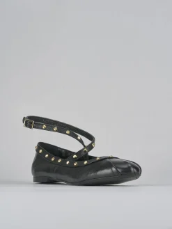 Ballerina tacco 1 cm nero pelle