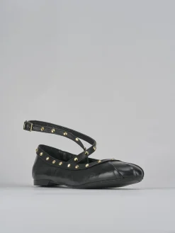 Ballerina tacco 1 cm nero pelle