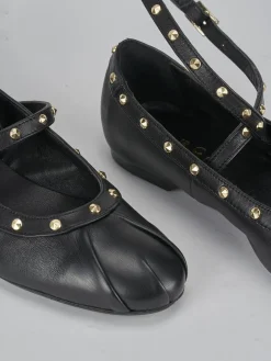 Ballerina tacco 1 cm nero pelle