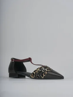 Ballerina tacco 1 cm nero pelle