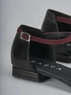 Ballerina tacco 1 cm nero pelle