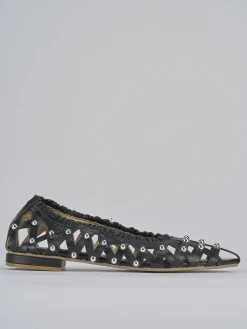 Ballerina tacco 2 cm nero pelle