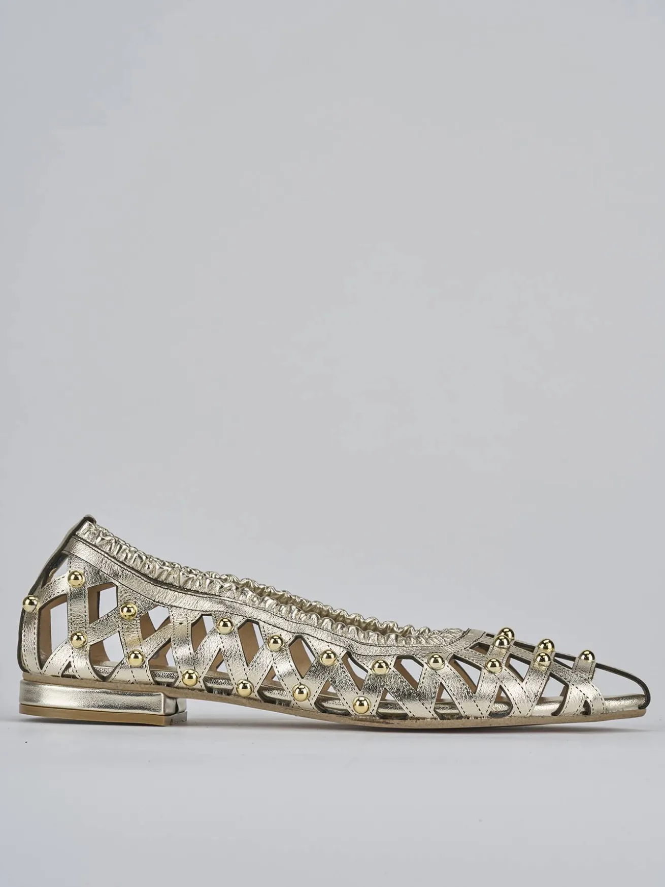 Ballerina tacco 2 cm oro laminato