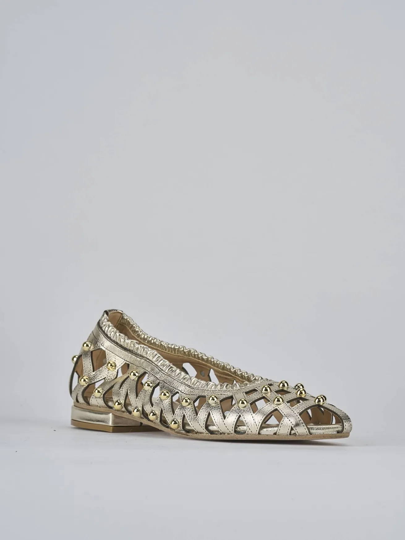 Ballerina tacco 2 cm oro laminato