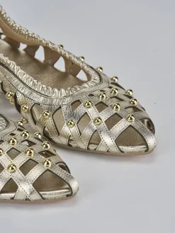 Ballerina tacco 2 cm oro laminato