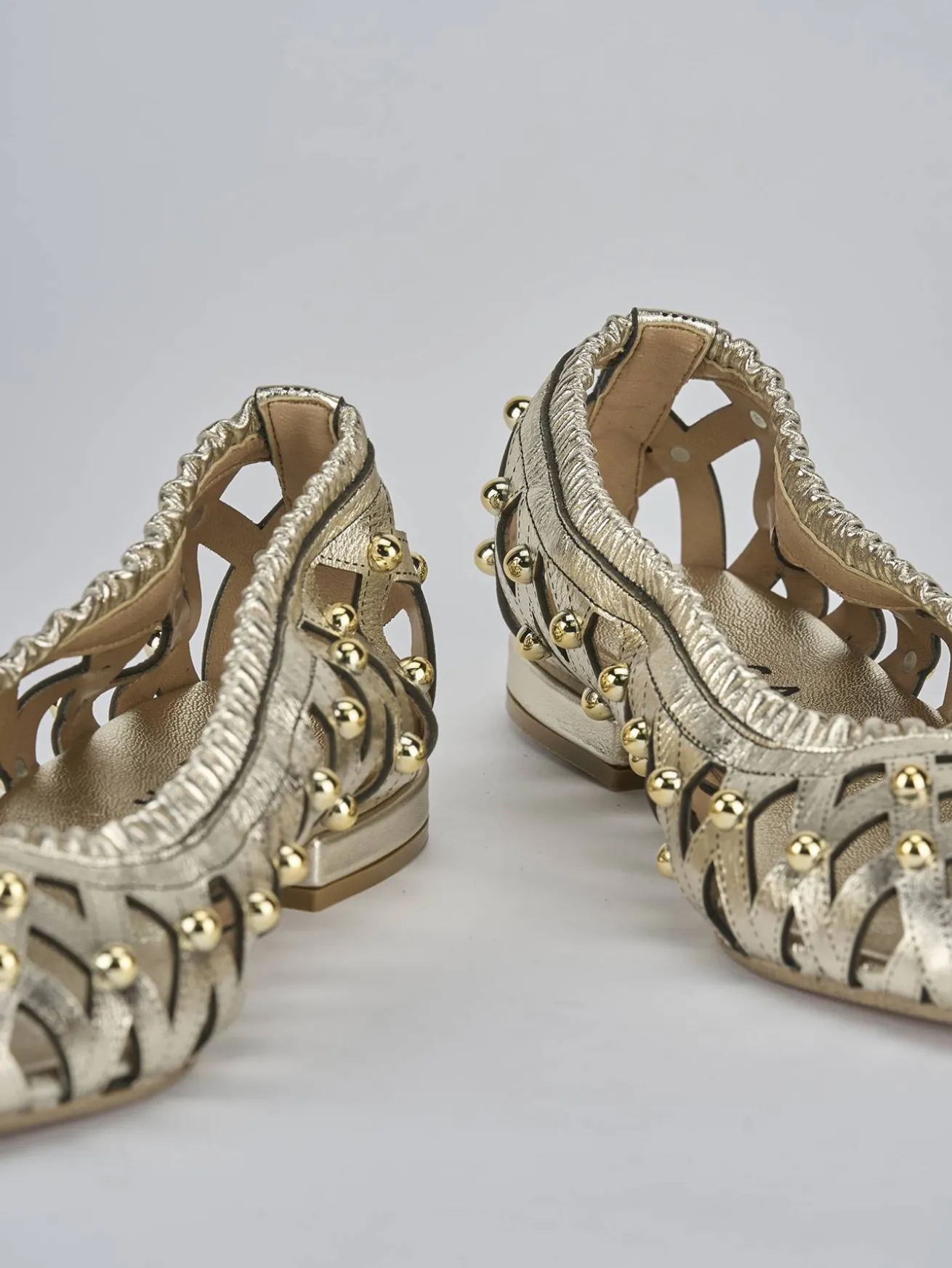 Ballerina tacco 2 cm oro laminato