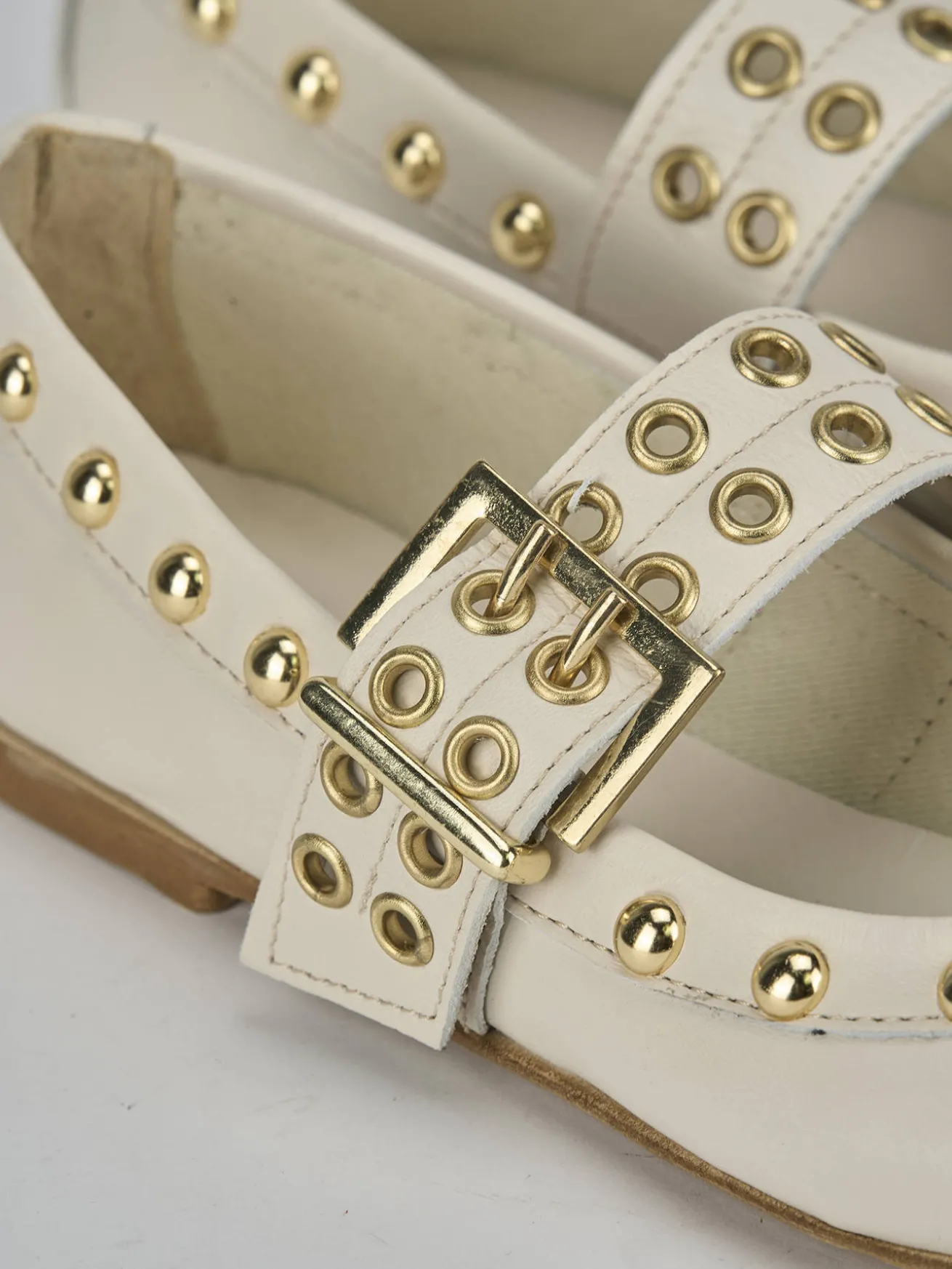 Ballerina tacco 1cm bianco pelle