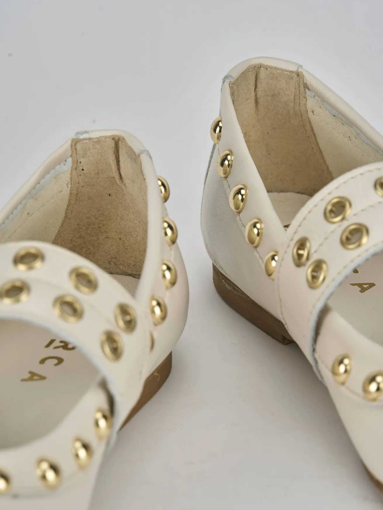 Ballerina tacco 1cm bianco pelle