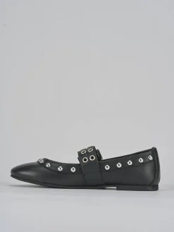 Ballerina tacco 1cm nero pelle