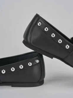 Ballerina tacco 1cm nero pelle