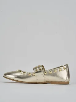 Ballerina tacco 1cm oro pelle