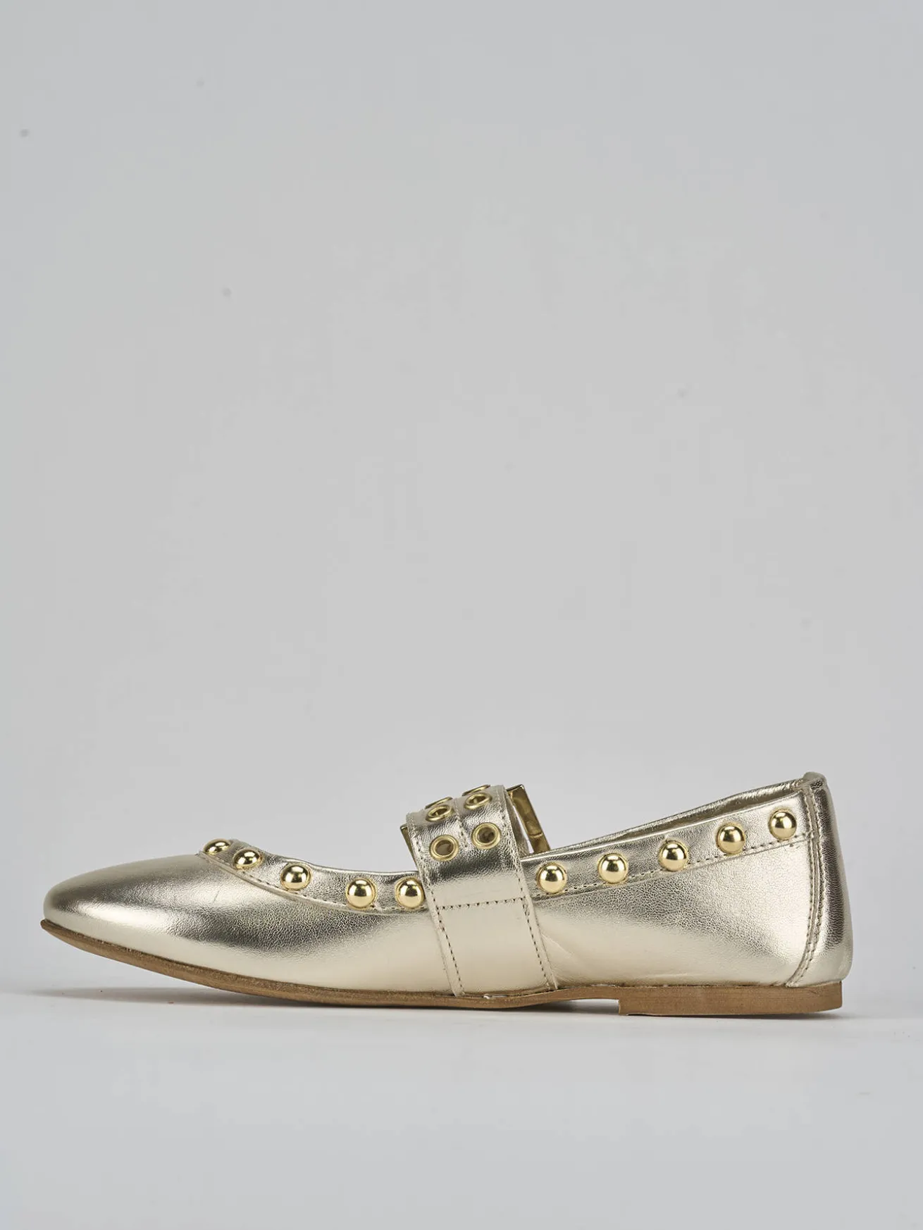 Ballerina tacco 1cm oro pelle