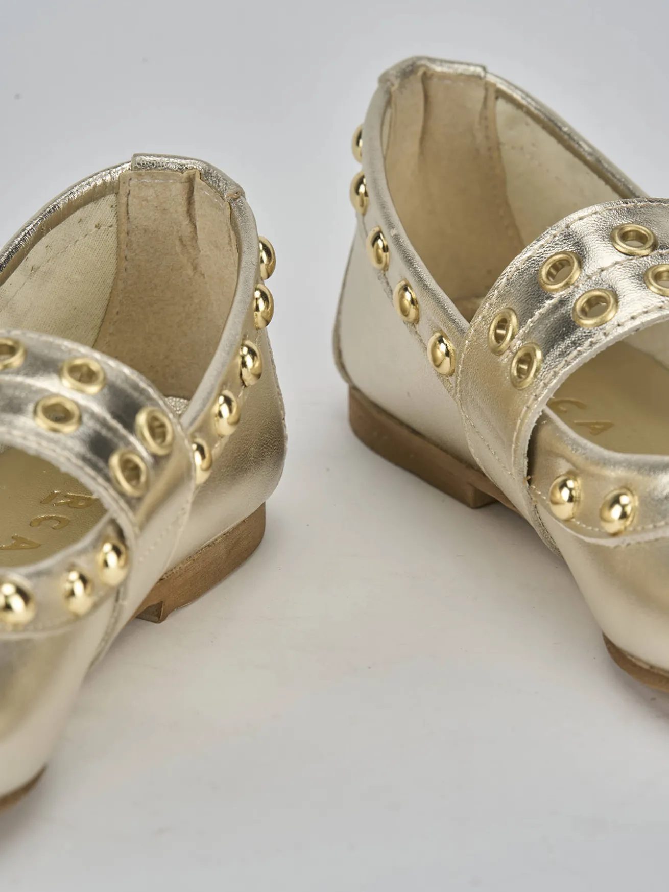 Ballerina tacco 1cm oro pelle