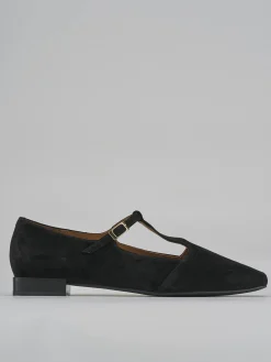 Ballerine tacco 1cm camoscio nero