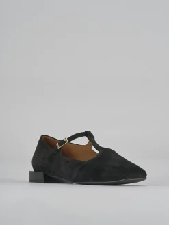 Ballerine tacco 1cm camoscio nero