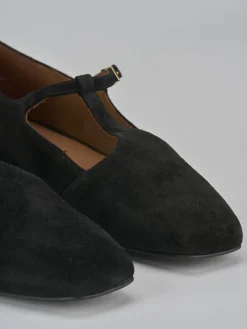 Ballerine tacco 1cm camoscio nero