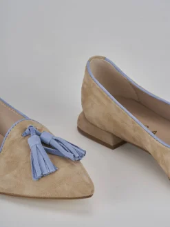 Ballerine tacco 1cm camoscio marrone