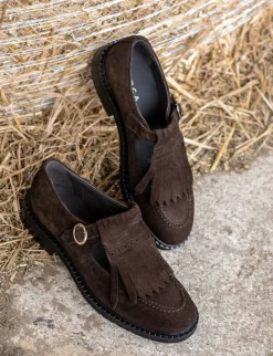 Ballerine tacco 1cm camoscio testa