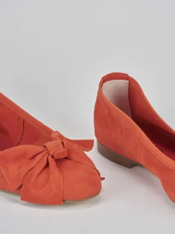 Ballerine tacco 1cm camoscio rosso
