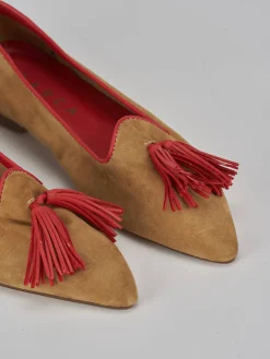 Ballerine tacco 1cm camoscio marrone